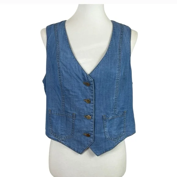 Sigrid Olsen Vintage Blue Denim Vest - Picture 3 of 10